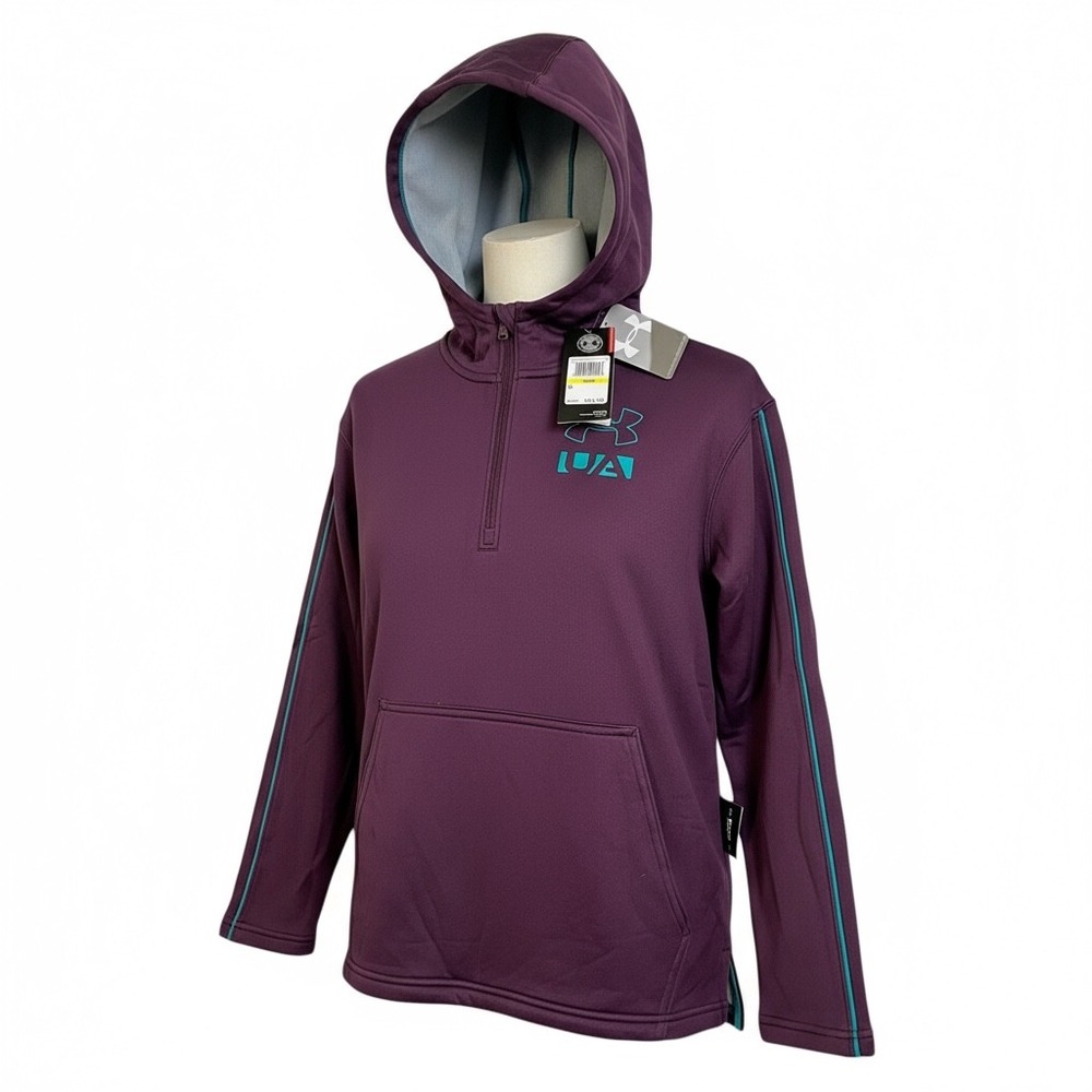 NWT Under Armour Boys‎ Kids Purple Teal UA Logo 1/4 Zip Hoodie YMD/M